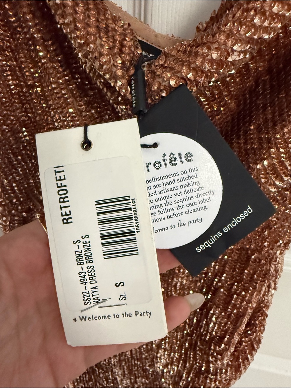 Retrofete Katya Sequin Gown -bronze NWT - Picture 5 of 7